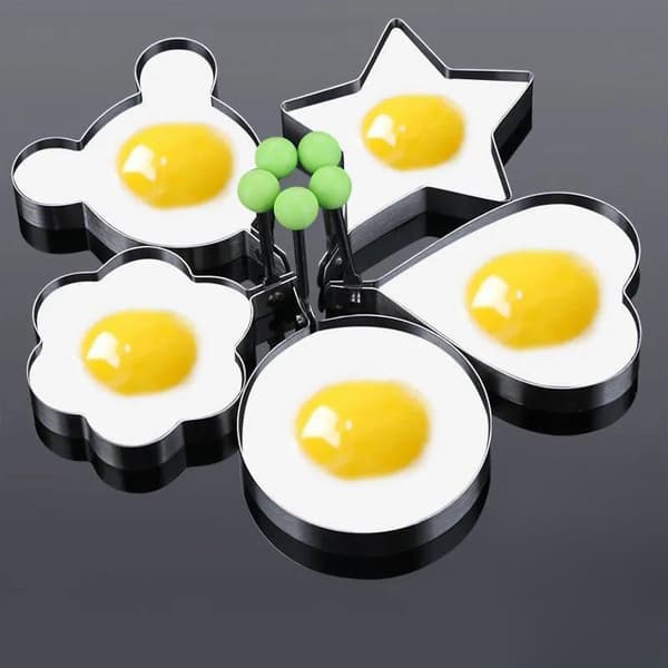 5-piece Stainless Steel Egg Mold Set, DIY Egg Molds, Heart-shaped Egg Molds