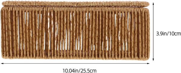 Woven Shelf Baskets with Lids - Rectangular Rattan Storage Basket with 2 Dividers