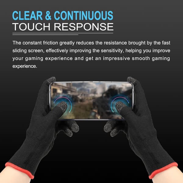 Gaminghandsker Mobil Spilcontroller Handske Anti-sved Åndbar Meget Følsom Touchscreen Handsker, Sort/Rød til Spil, 1 Sæt size_name 12" x 1"