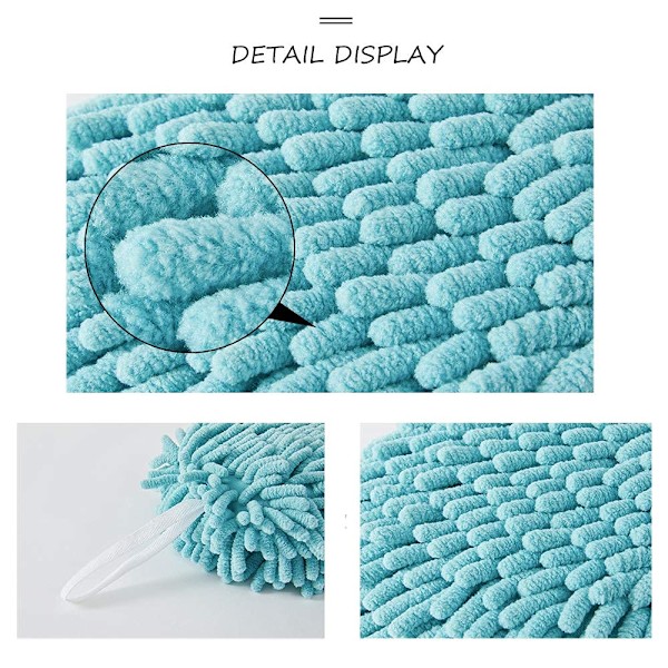 Blå och grå Chenille Kökshandduksset Snabbtorkande Hand Mikrofiber Monokrom Dekorativ Liten Fuzzy Boll Handduk med Slinga