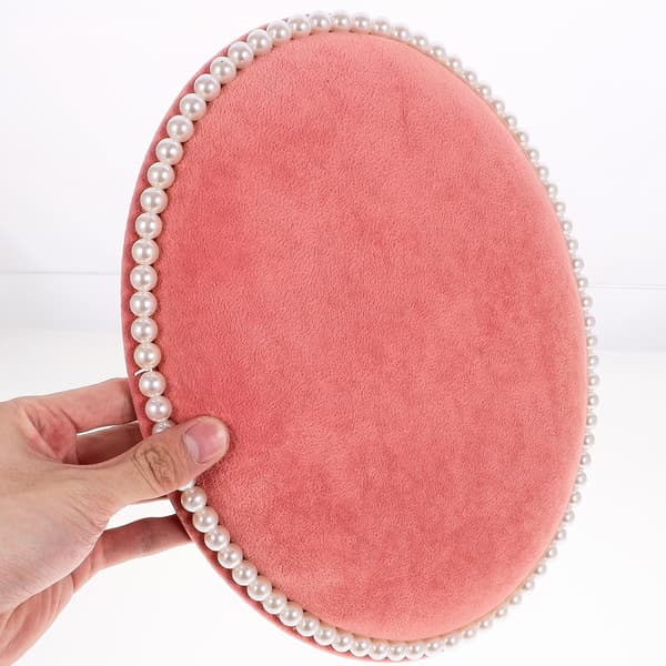 Øreringe Organizer Stativ Vægmonteret Smykkeholder med Oval Perlepanel, Mellem Blush Display Rack til Hjemmetilbehør Opbevaring og Halskæde
