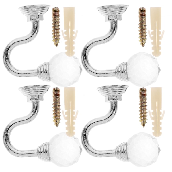 2 stycken väggmonterade klädstångs gardinbandshållare Håll tillbaka gardiner Gardin krokar Gardin krokar Draperier Silver 4 st Silver 4pcs