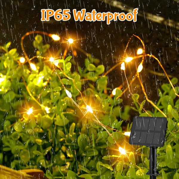 Solar String Lights Outdoor Garden, 5M50LED Solar Powered String Lights Waterproof, 8 Modes Copper Wire Solar Lights Warm White Warm White
