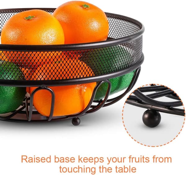 Metal Fruit Basket with Banana Hook, Storage for Vegetables, Bread, and Snacks