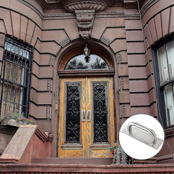 Door handle with plate, heavy stainless steel, pull and push [DB]