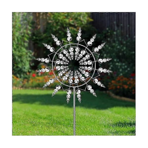 New Unique Magical Metal Windmill 3D Wind Powered Kinetic Sculpture Lawn Metal Wind Solar Spin