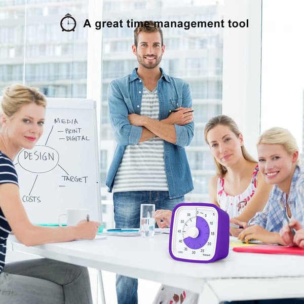 Upgraded Visual Timer with Protective Case, 60-Minute Silent Countdown Timer for Kids and Adults Clock Time Management Tool (Purple)