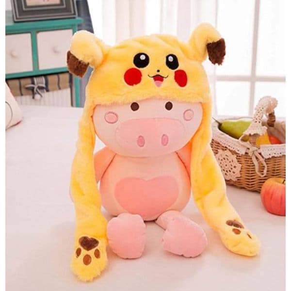 Sjov plys Pikachu-hat, ørebevægelse hop, Cosplay-kostumer
