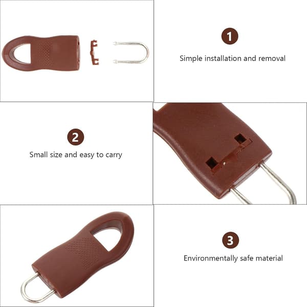 Removable Zipper Pulls Repair Handle 10 Pcs Brown DIY Bag Accessories