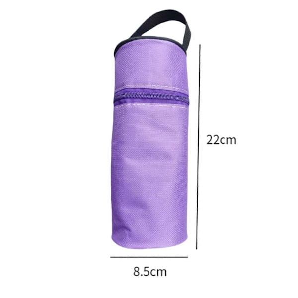 Vattenflaskväska med dragkedja, mjölkflaskväska för promenader, resor, vandring, röd violett Violet 8.5cmx22cm