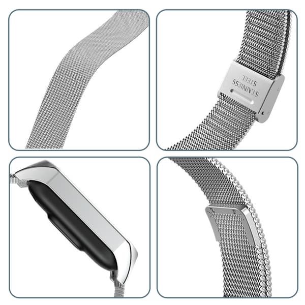 Metal Watch Strap for Xiaomi Mi Band 3/4/5/6 Silver Silver Silver