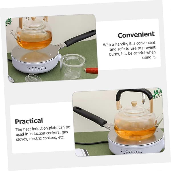 Varmesprederplade til induktions- og gaskomfurer, adapter i rustfrit stål med aftageligt håndtag