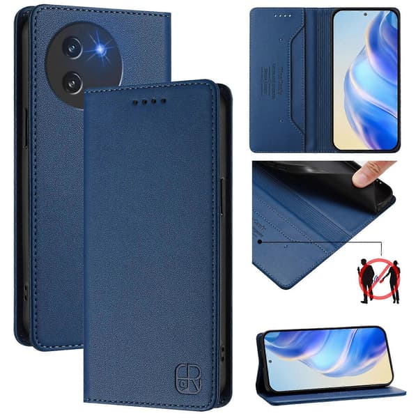 RC01 Dobbeltfoldet Magnetisk RFID Læderetui med Sugekop (Til DOOGEE Note 59 / Note 59 Pro)