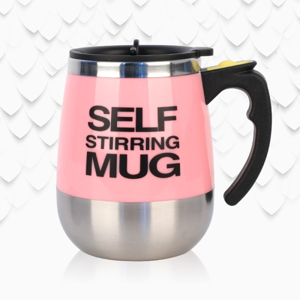 Självrörande kaffemugg Roterande hemmakontor Reseomrörande mugg Automatisk mugg Omrörande kaffemugg Självomrörande mugg i rostfritt stål Pink 400ml