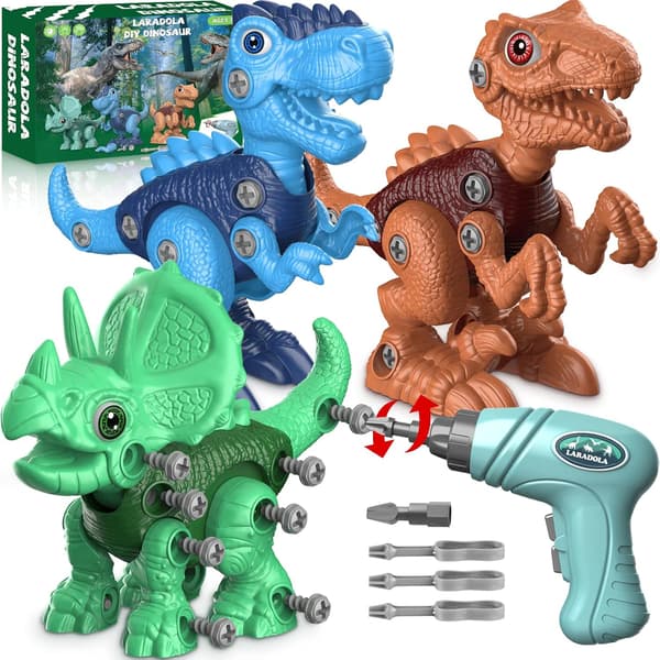 Dinosaurleker for gutter 3-8 år, STEM-konstruksjonsleker for barn å demontere med elektrisk drill{HW}