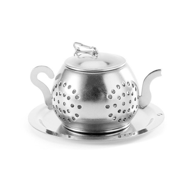 Løs Blade Te-Infuser, 4 Rustfrit Stål Te-Sigter med Kæde og Drypbakker, Lille Te-Filter Sæt til Kop (Tekande)