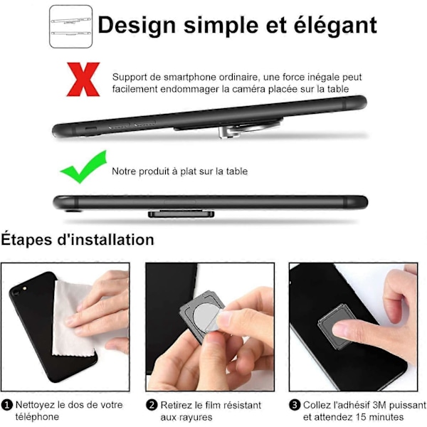 Telefonringholder med 360 Graders Rotation [2-pak] Fingerholder til iPhone, Samsung, LG, Huawei, XiaoMi, Sony, Alle telefoner og tablets