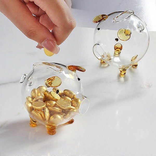 2 stk. sparegriser, Transparent SpargrisGuld + rosa