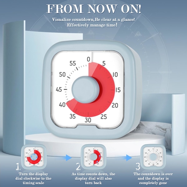 Visuell timer, 60 minutters visuell timer for barn og voksne, nedtellingstimer for klasserommet hjemmekjøkken kontor skrivebord timer barnas tid