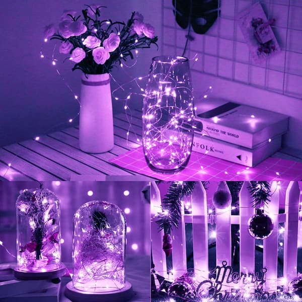 (Lilla), 3M 30 mikro-LED, batteridrevne mini LED-lyskæder