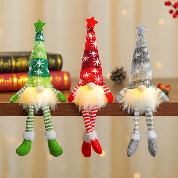 Jultomtar med Ljus, Tyg Jultomte Hyllfigur, Tomte Elf Borddekoration Tomtar Juldekoration