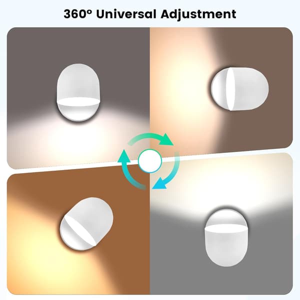 9W LED Indoor Wall Lamp with Plug, Dimmable Touch Wall Light, 360° Rotating Bedside Lamp, 3000k, White