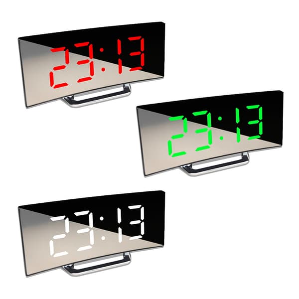 7 tums digital väckarklocka böjd dimbar LED elektronisk figur -