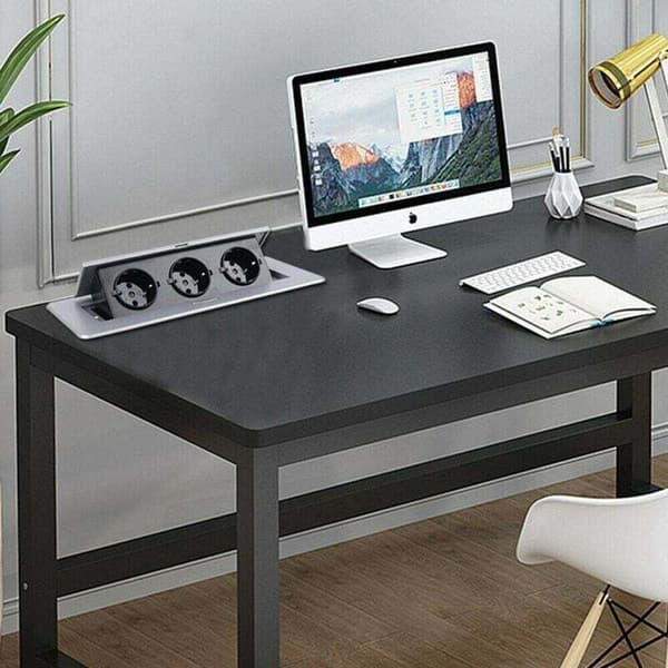 Retractable recessed socket with 3 outlets for workbench, as table socket or floor socket for kitchen, office