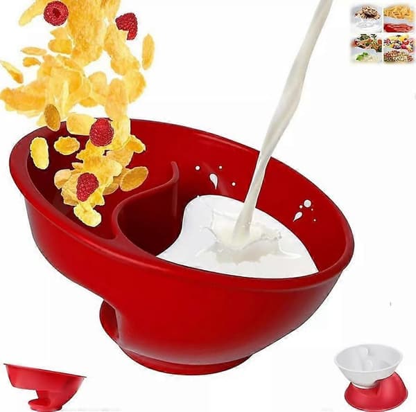 Breakfast bowl with divider, anti-soggy breakfast bowl, stackable, separated