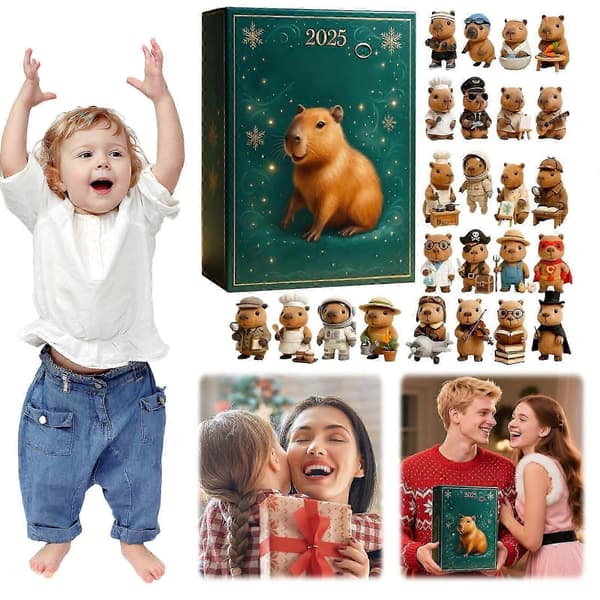 Capybara Julekalendere 2026 med 2D Akryl Capybara Ornamenter Capybara Ornament Julekalender
