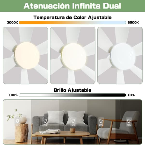 52 cm Silent Ceiling Fan with LED Light and Remote Control, 40W Ceiling Fan Lamp, with E27 Socket