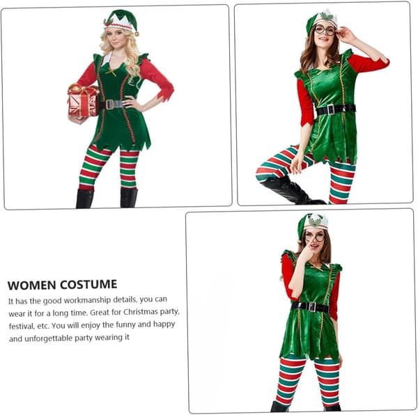 Julekostume til kvinder, one size voksen sceneoptræden outfit