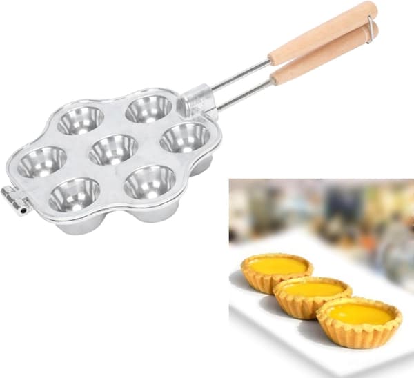 Egg Tart & Mini Cake Baking Mold — Reusable 7-Hole Aluminum and Carbon Steel Bakeware for Egg Tarts, Cheesecakes, and Desserts