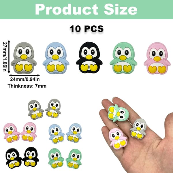 10 kpl pingviinisilikonihelmiä Penguin