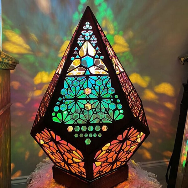 Träf golvlampa, ihålig geometrisk retro golv dekorativ lampa USB färgglada diamant bohemiska lampor