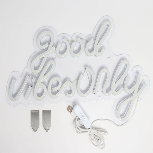 Rosa Good Vibes Neon-skylt - Neonljus för sovrum, LED-neonskyltar för väggdekoration