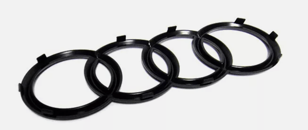 Svart blank frontgrill ring logotyp emblem för Audi A1 A3 A4 A5 A6 273x94mm