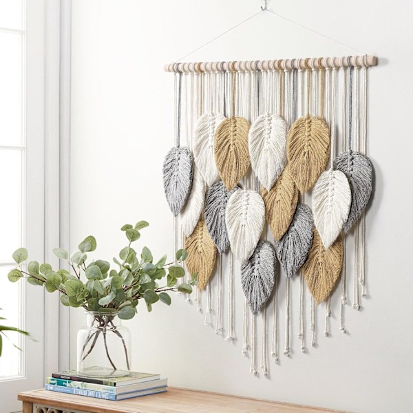 Macrame Wall Hanging Leaf Boho Wall Decor Bohemian Handmade Woven Wall Art Decoration