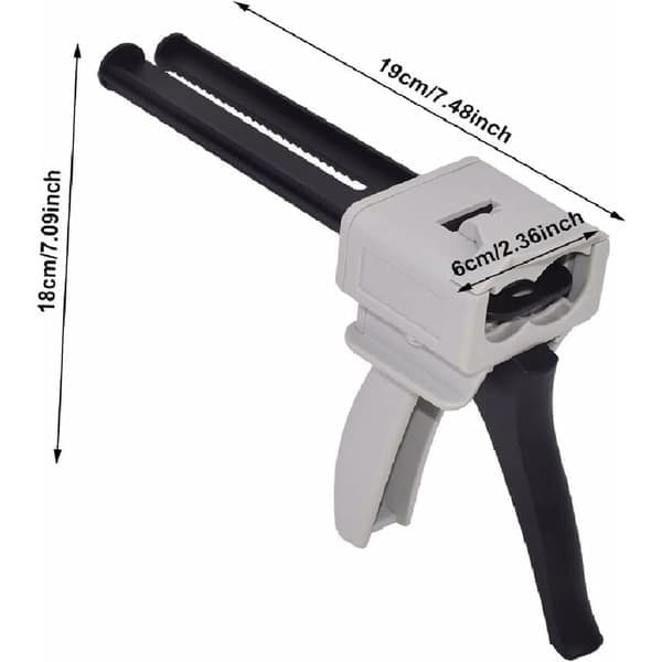 Epoxy Dispensing Gun 50ml, AB Epoxy Adhesive Dispensing Handle for Bonding, Mixing Ratios 1:1 and 2:1 (Gun)