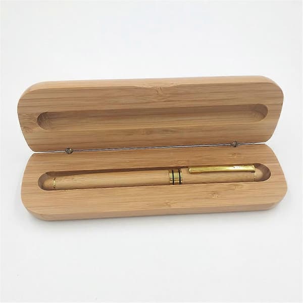 Calligraphy Bamboo Pen Cylindrical Stationery Birthday Anniversary Gift Light Brown 14.5x1cm 1Set
