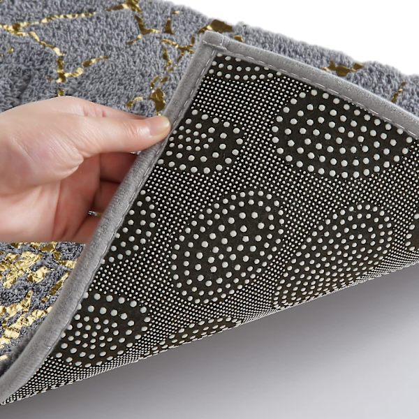 Badematte 40 X 60 Cm Badmatte Gullstriper Marmor Teppe - Grå