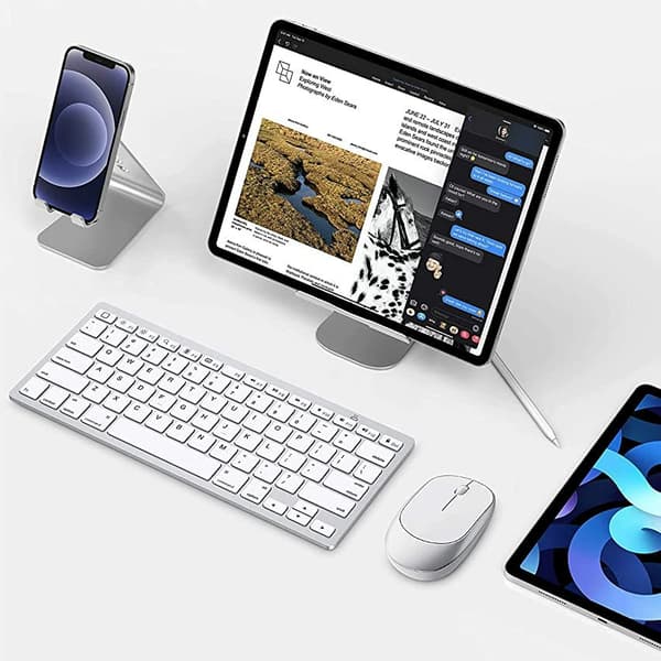 Tablet Stand, Adjustable Tablet Holder - Desk Stand Docking Holder Compatible with 4-13\" Tablet Silver