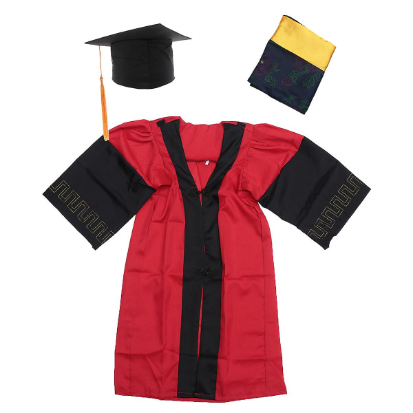 1 stk eksamenssesong Baccalaureate kjole akademisk kjole doktorgrad eksamen kjole kappe for grad Red 114X100X0.5CM