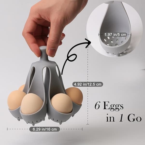 Silicone Egg Cooker, Suitable for Soft-Boiled Eggs, Food-Grade Silicone Egg Cooker with 6 Holders, Kitchen Utensil, Cooking Tool with Handle.