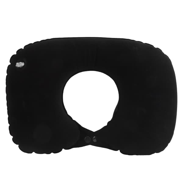 U-shaped pillow, inflatable, soft neck support, neck protection for car, office, airplane (black)