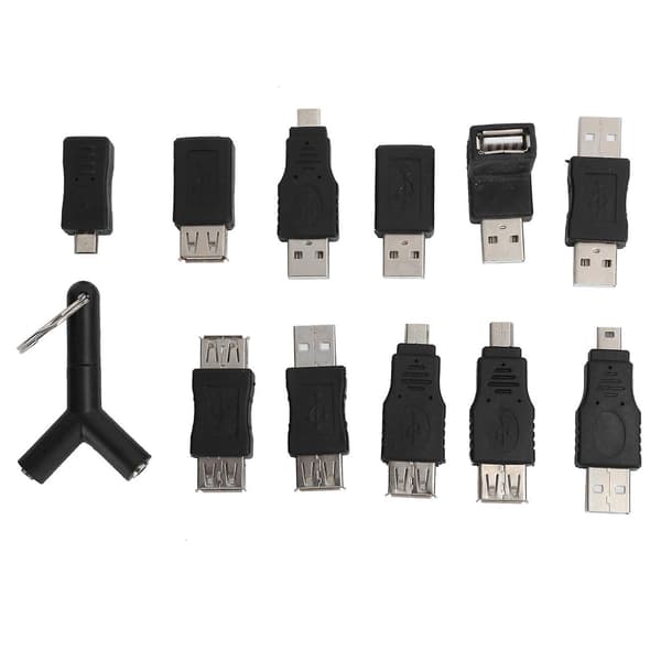 12 stk. USB2.0-adapter 3,5 mm 2-i-1 lydadapterkonverter elektronisk tilbehør