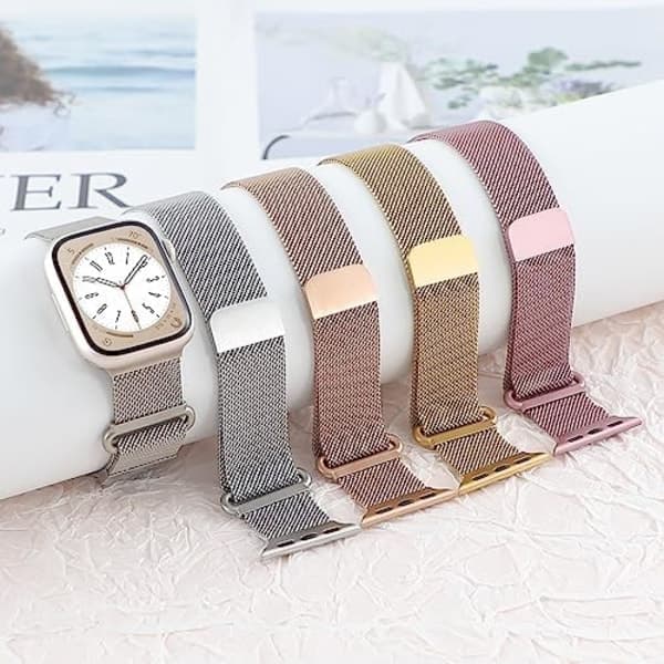 Armbånd for Apple Watch Band 38/40/41mm Kvinner Menn, Armbånd Mesh Metall Magnetisk Rustfritt Stål Loop Rem