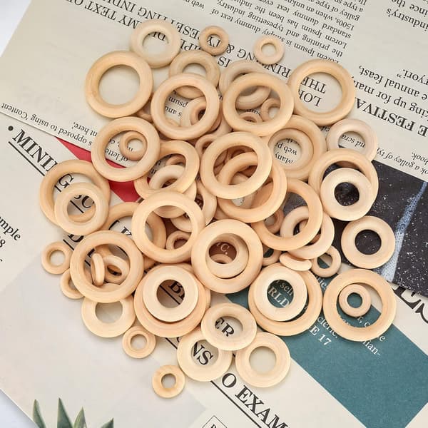 90 træringe til håndværk, til gør-det-selv-håndværk Ringophængsforbindelse Smykkefremstilling Legetøj Servietringe - 15mm, 25mm, 35mm, 45mm, 55mm