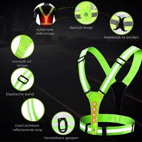 Running Vest with Lights Rechargeable LED Front and Back One Size Yellow