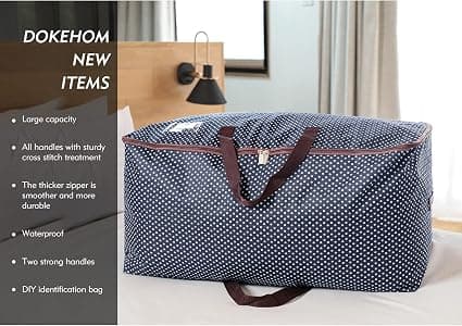 (Blå) 75L Large Storage Bag, Fabric Bag for Clothes, Thick Ultra Size